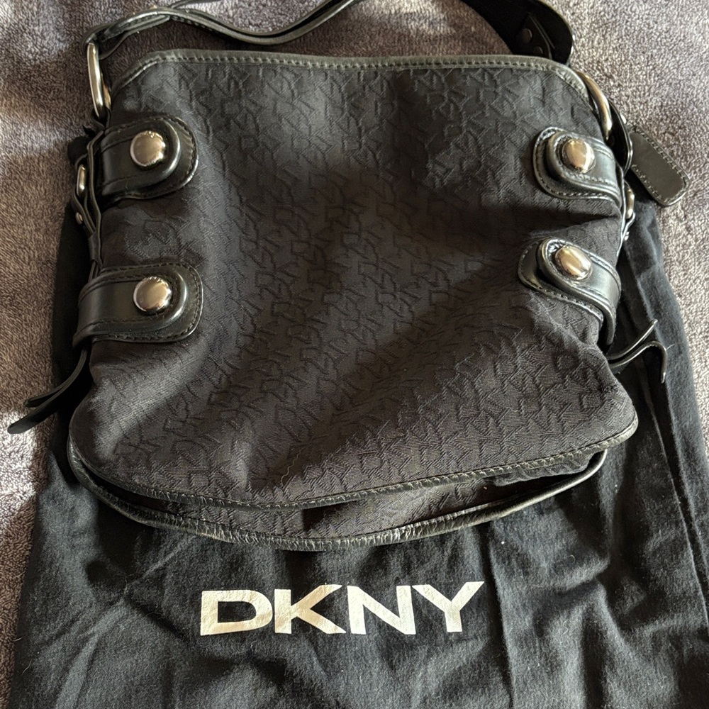 DKNY Black Shoulder Bag with Textured Design